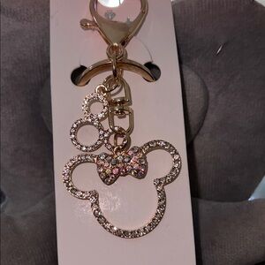 Sparkling Minnie Mouse Keychain with Bow